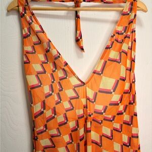 Mermaid Swimwear Orange Geometric Swimsuit